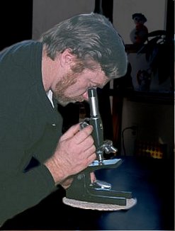 Terry Terbush and microscope